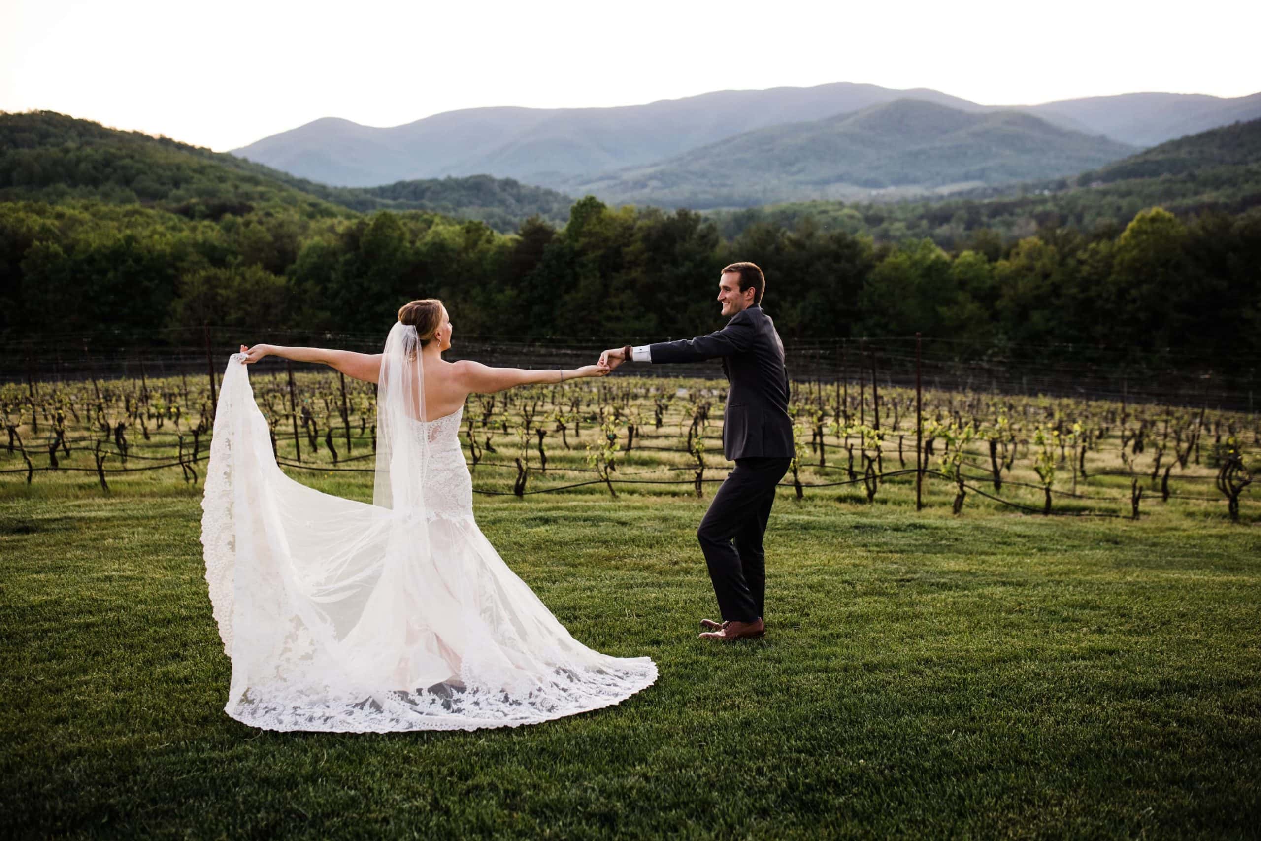 Annie and Ben dance at Moss Vineyards after their intimate wedding