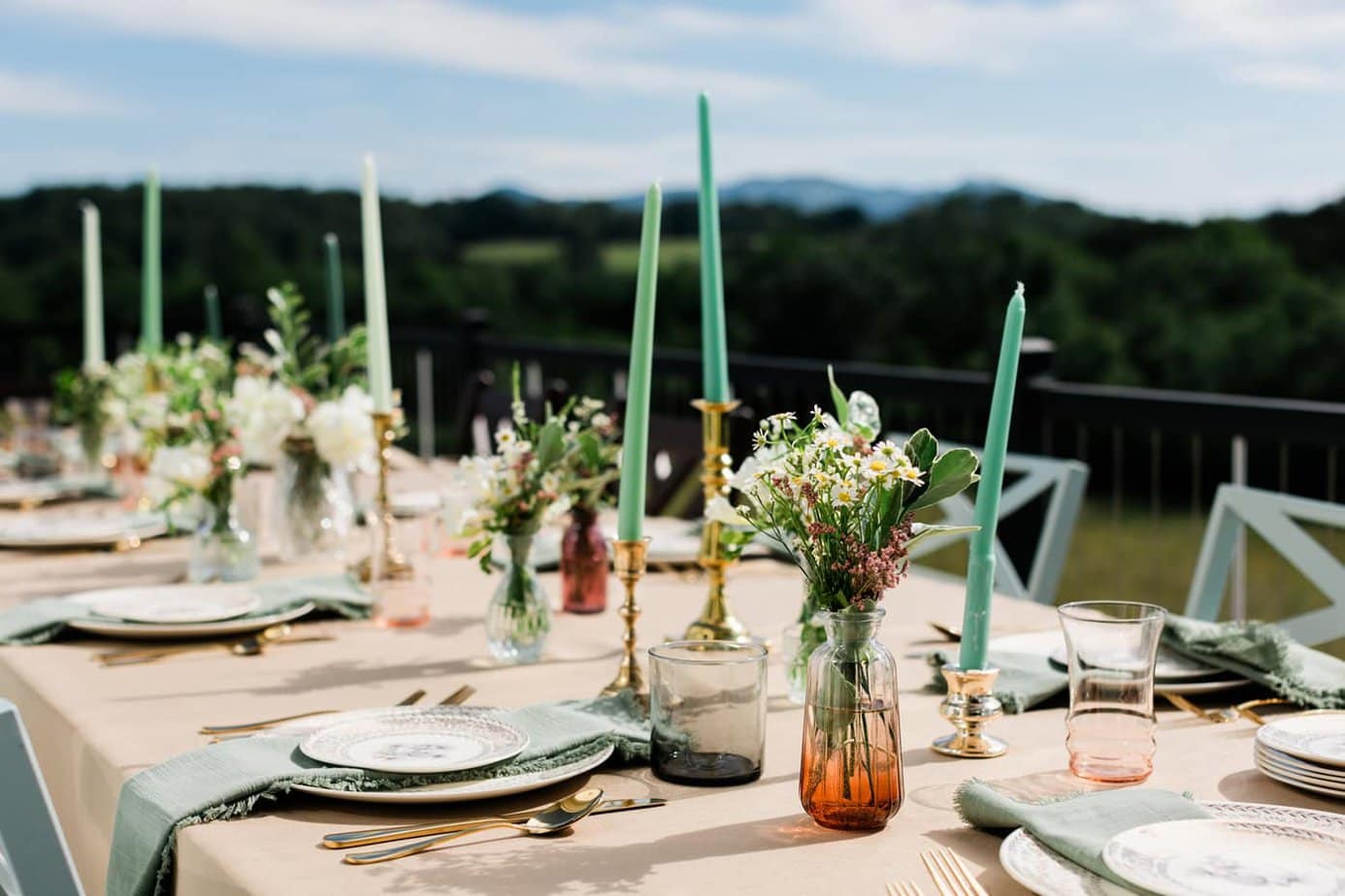 A tablescape at a VRBO wedding in Virginia